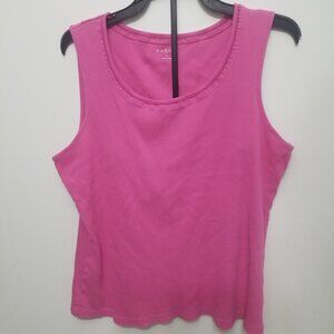 lacy-collared pink cotton Kim Rogers tank top